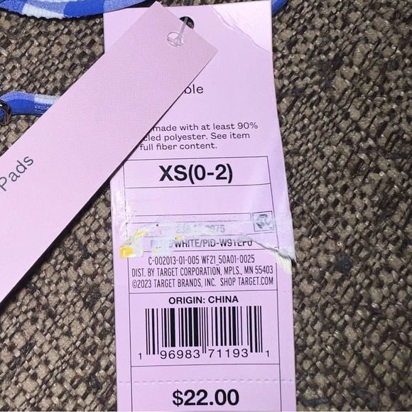 Wild fable- blue and white bikini swimsuit top - Picture 5 of 6